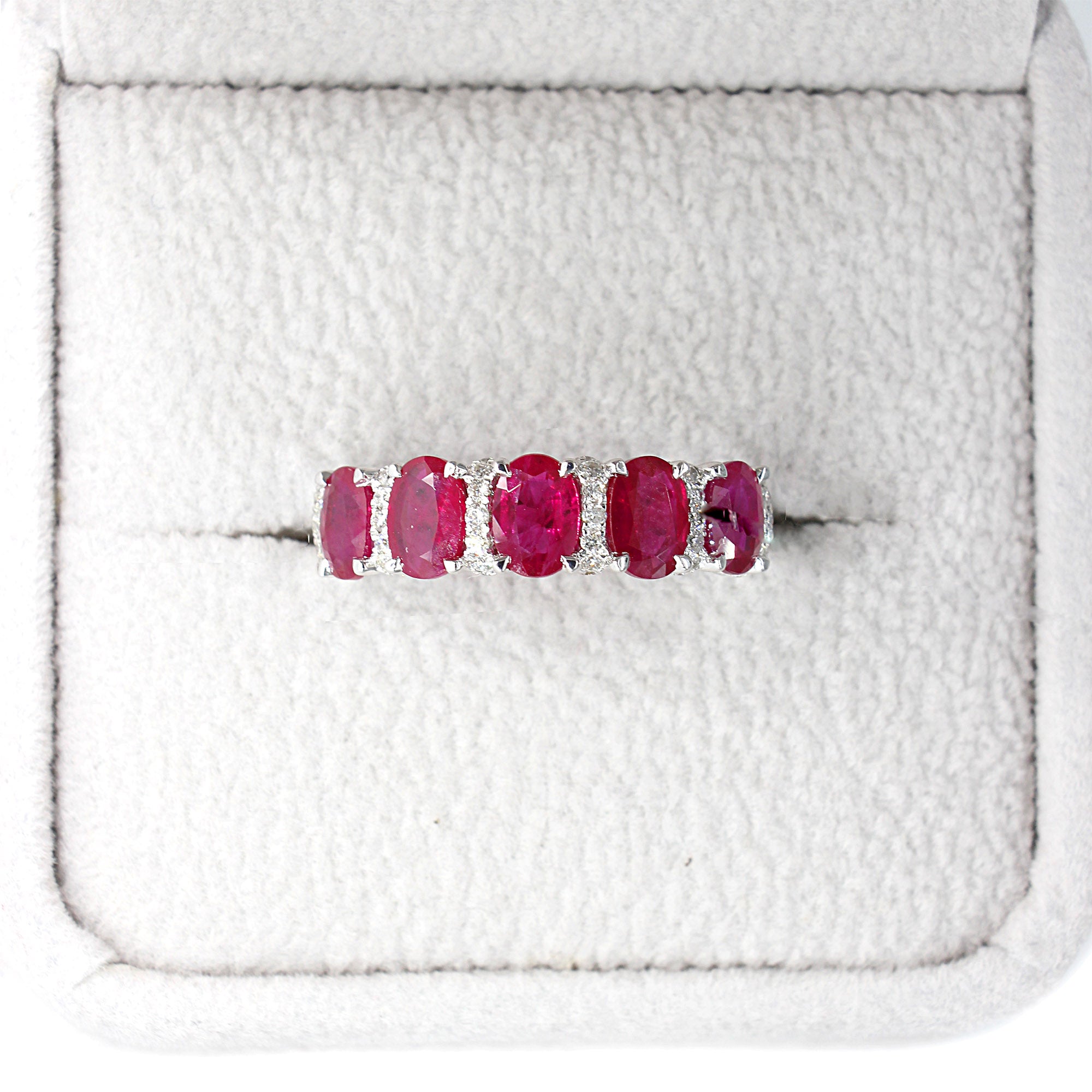 2.32 ctw. Genuine Oval Ruby Band With 0.23 ctw. Diamonds-VIRABYANI